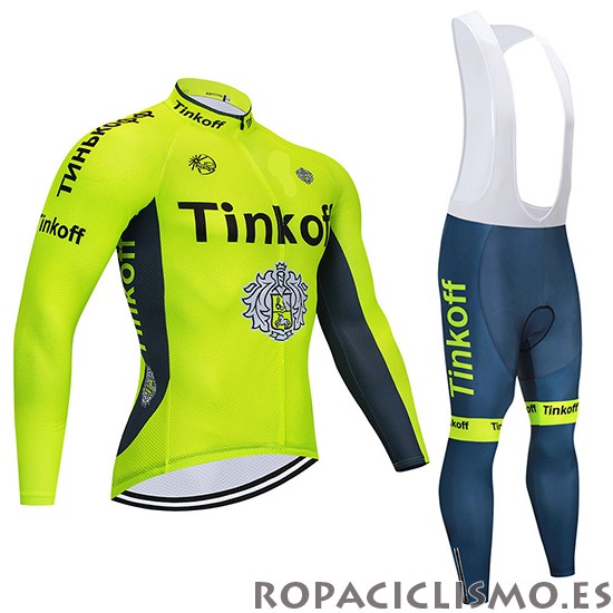 2020 Maillot Tinkoff Tirantes Mangas Largas Amarillo